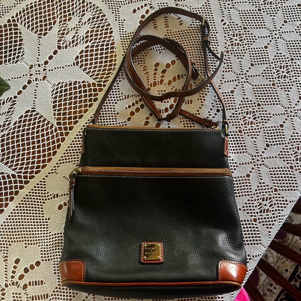 Dooney & Bourke Black and Brown Messenger Bag